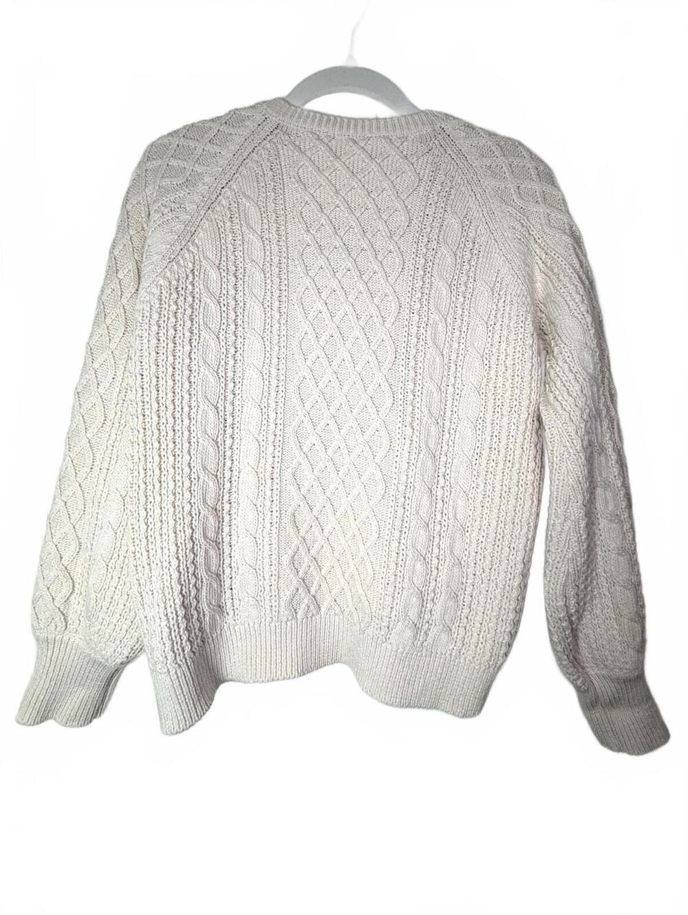 Sezane Bree Jumper Cream Cable Knit Sweater Button Neck Size S - Picture 6 of 6
